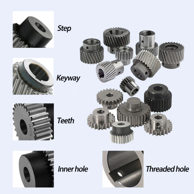 Pinion Rack Round Worm Screw Helical Hypoid Straight Ring Spiral Forged Bevel Spur Differential Steering Internal Box Spline Plastic Nylon Stainless Steel Gear